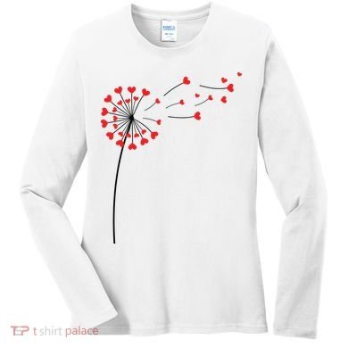 Valentines Day Heart Dandelion Cute Women's Long Sleeve Shirt
