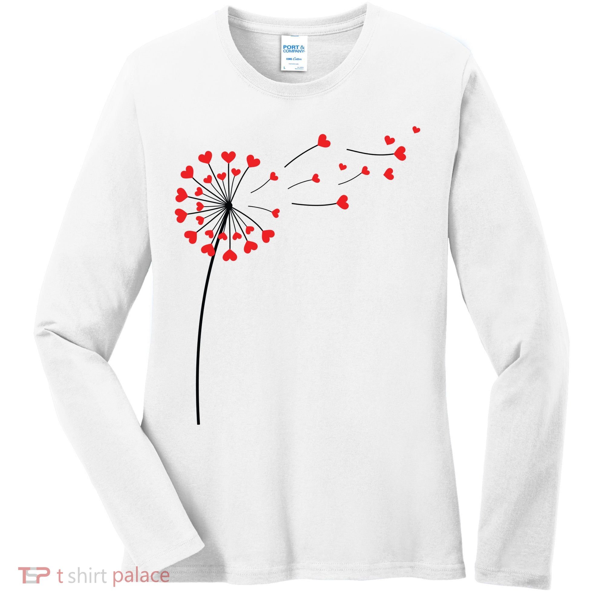 Valentines Day Heart Dandelion Cute Women's Long Sleeve Shirt