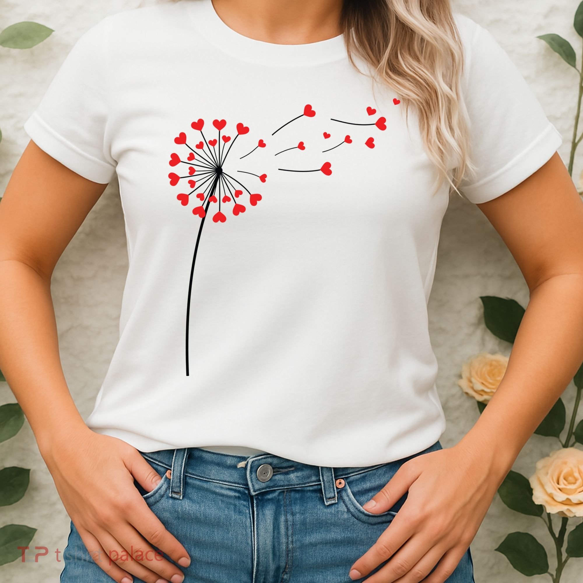 Valentines Day Heart Dandelion Cute Women's T-Shirt