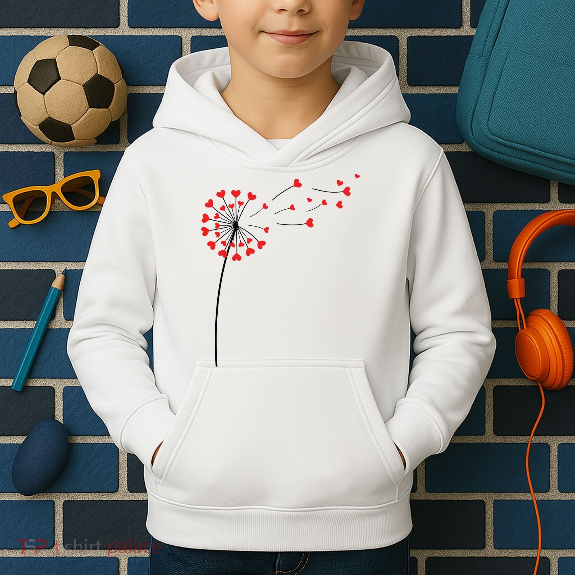 Valentines Day Heart Dandelion Cute Kids Hoodie