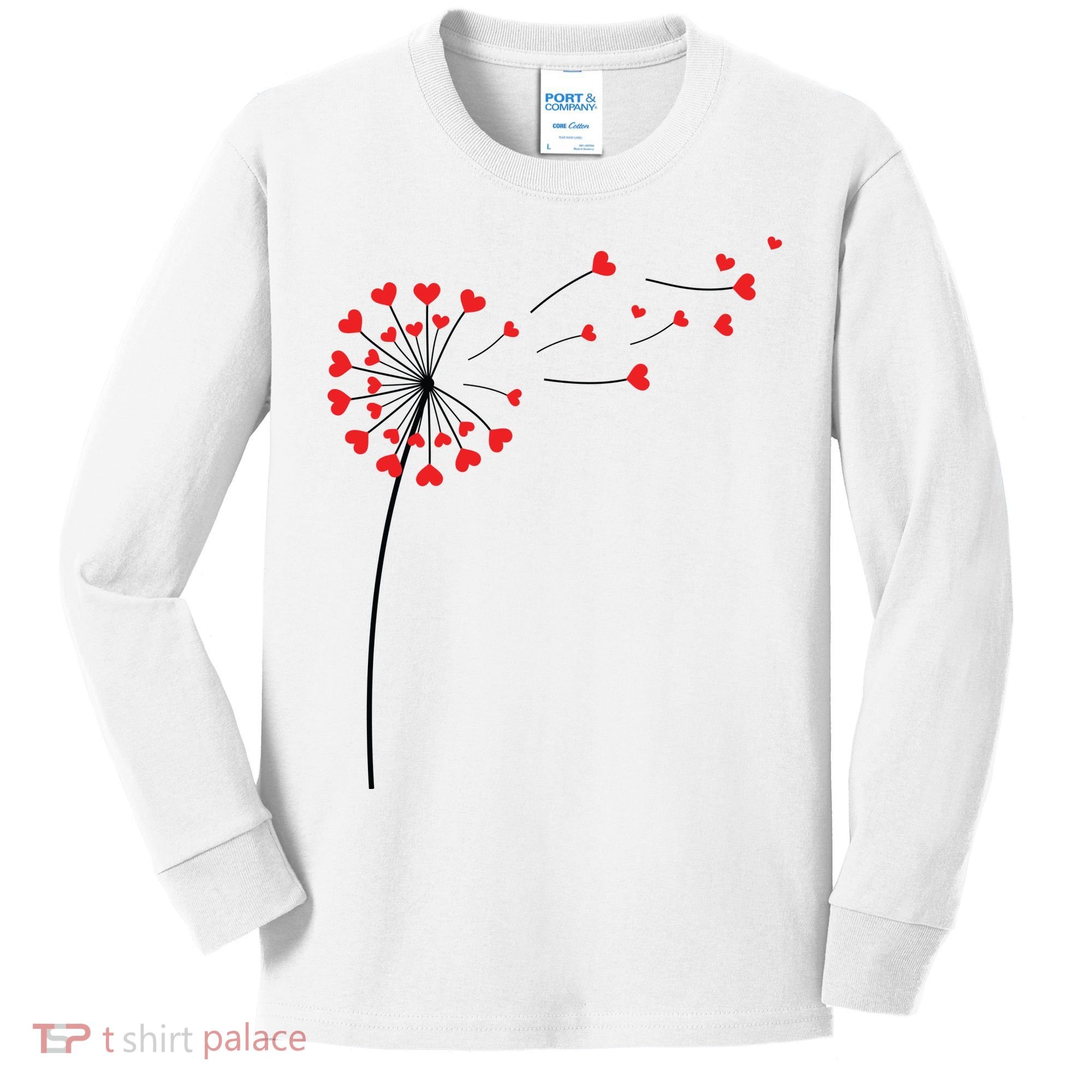 Valentines Day Heart Dandelion Cute Kids Long Sleeve Shirt