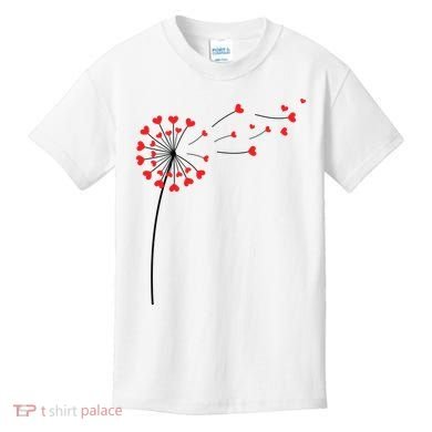 Valentines Day Heart Dandelion Cute Kids T-Shirt