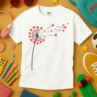 Valentines Day Heart Dandelion Cute Kids T-Shirt thumb 3