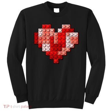 Valentines Day Heart Love Building Blocks Bricks Sweatshirt