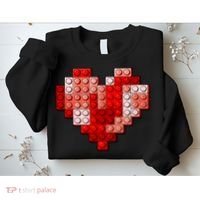 Valentines Day Heart Love Building Blocks Bricks Sweatshirt thumb 2