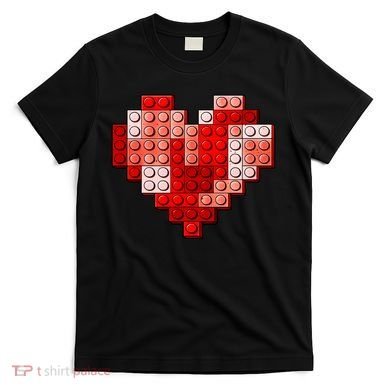 Valentines Day Heart Love Building Blocks Bricks T-Shirt