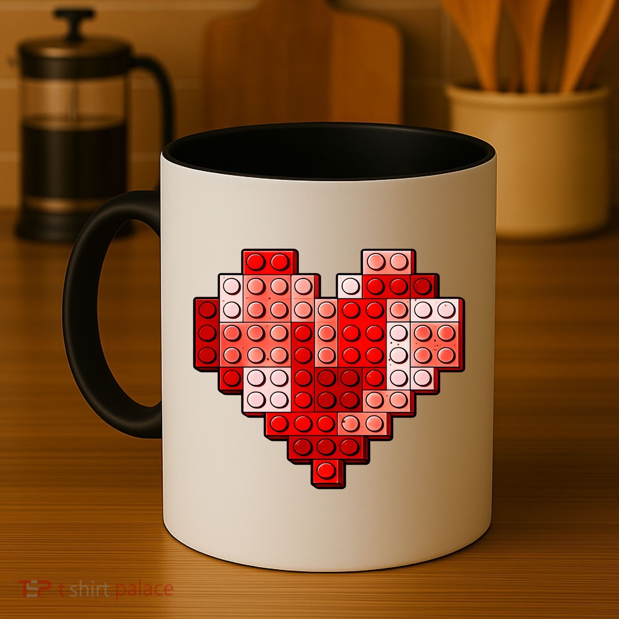 Valentines Day Heart Love Building Blocks Bricks Coffee Mug