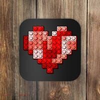 Valentines Day Heart Love Building Blocks Bricks Coaster thumb 0