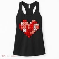 Valentines Day Heart Love Building Blocks Bricks Women's Tank Top thumb 0