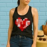Valentines Day Heart Love Building Blocks Bricks Women's Tank Top thumb 2