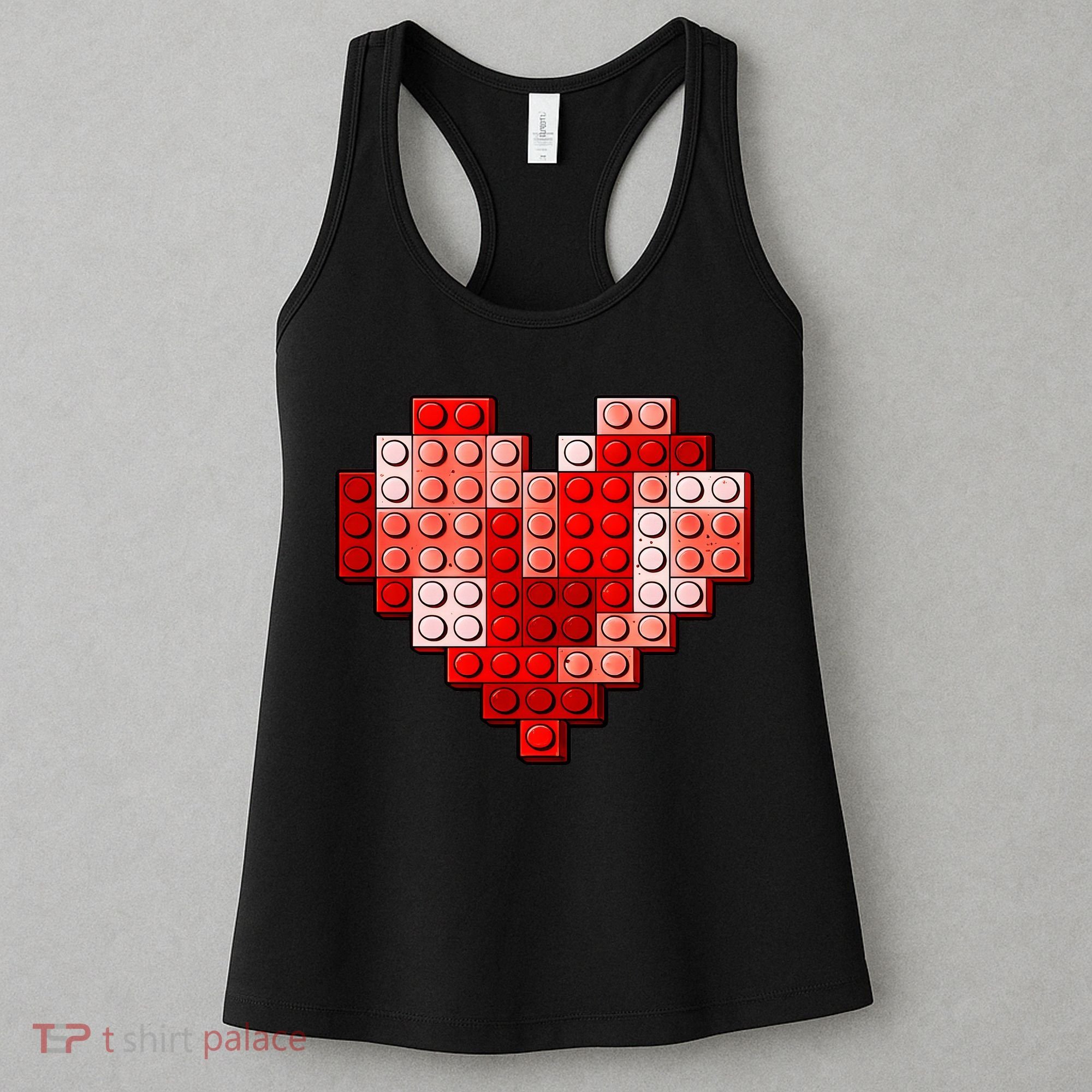 Valentines Day Heart Love Building Blocks Bricks Women's Tank Top