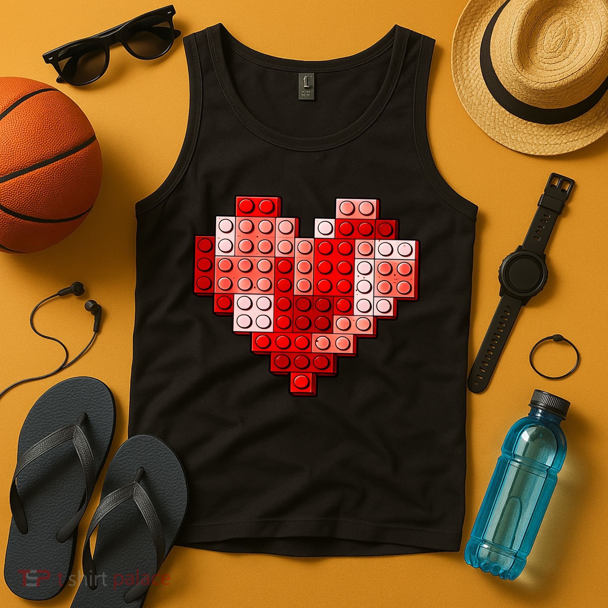 Valentines Day Heart Love Building Blocks Bricks Tank Top
