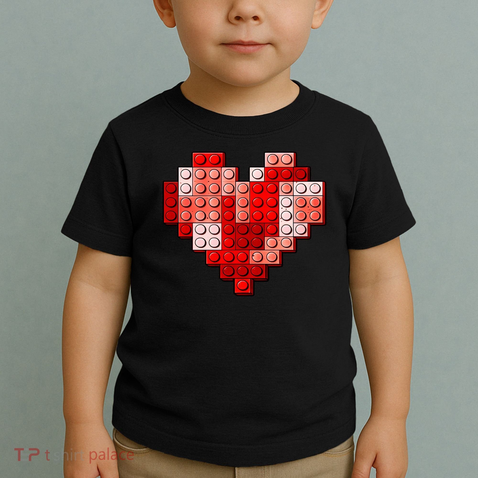 Valentines Day Heart Love Building Blocks Bricks Toddler T-Shirt