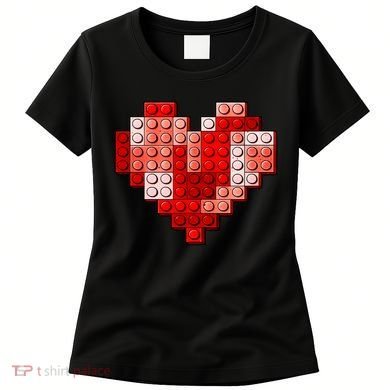 Valentines Day Heart Love Building Blocks Bricks Women's T-Shirt