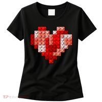 Valentines Day Heart Love Building Blocks Bricks Women's T-Shirt thumb 0