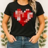 Valentines Day Heart Love Building Blocks Bricks Women's T-Shirt thumb 2