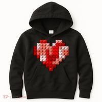 Valentines Day Heart Love Building Blocks Bricks Kids Hoodie thumb 0
