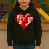 Valentines Day Heart Love Building Blocks Bricks Kids Hoodie thumb 3