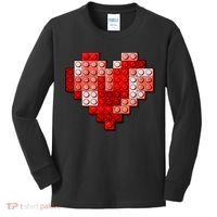 Valentines Day Heart Love Building Blocks Bricks Kids Long Sleeve Shirt thumb 0
