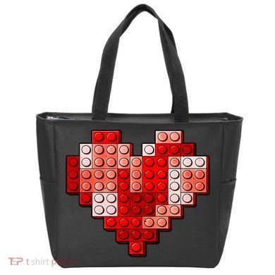 Valentines Day Heart Love Building Blocks Bricks Tote Bag