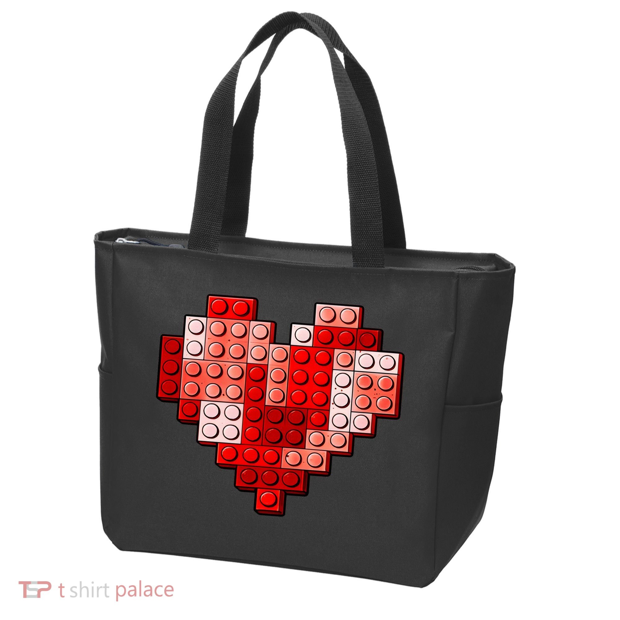 Valentines Day Heart Love Building Blocks Bricks Tote Bag