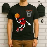 Valentines Day Heart Dunking Basketball Boys Girls Kids T-Shirt thumb 6