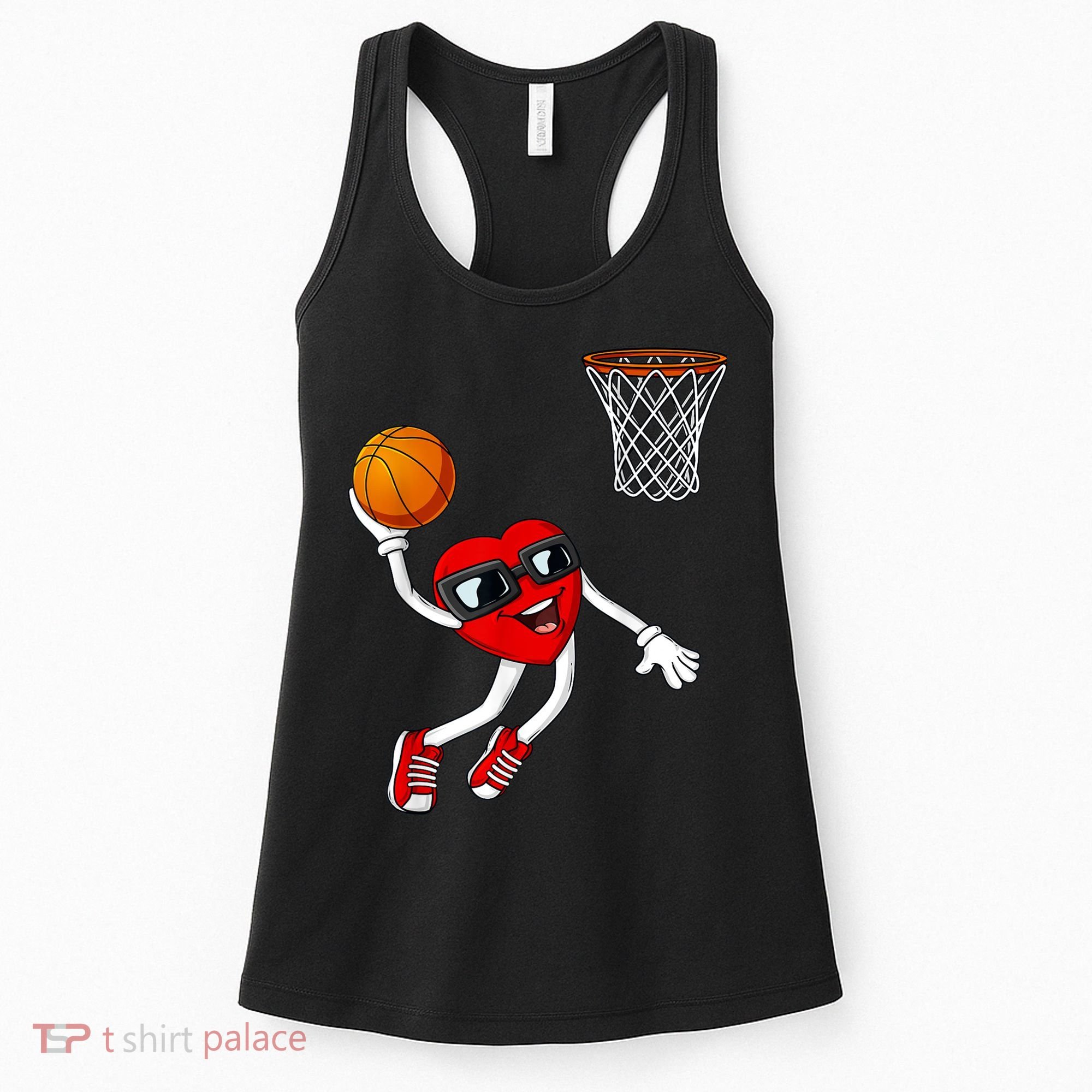 Valentines Day Heart Dunking Basketball Boys Girls Kids Women's Tank Top