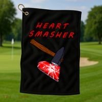 Valentines Day Heart Smasher Crusher Love Partner Gift Idea Gift Golf Towel thumb 1