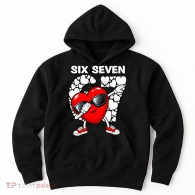 Valentines Day Hearts Dabbing Six Seven 67 Meme Hoodie