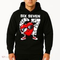 Valentines Day Hearts Dabbing Six Seven 67 Meme Hoodie thumb 2