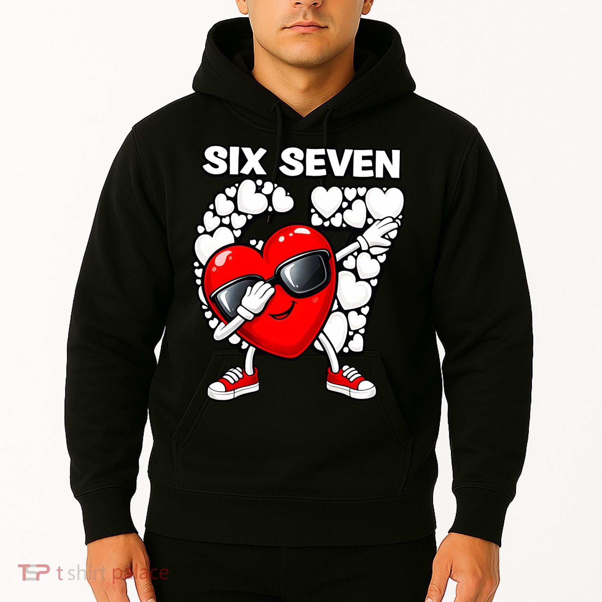 Valentines Day Hearts Dabbing Six Seven 67 Meme Hoodie