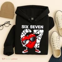 Valentines Day Hearts Dabbing Six Seven 67 Meme Hoodie thumb 4