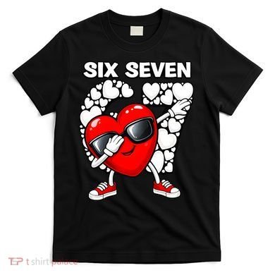 Valentines Day Hearts Dabbing Six Seven 67 Meme T-Shirt