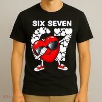 Valentines Day Hearts Dabbing Six Seven 67 Meme T-Shirt thumb 3