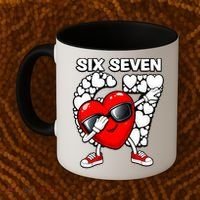 Valentines Day Hearts Dabbing Six Seven 67 Meme Coffee Mug thumb 2