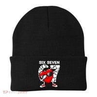 Valentines Day Hearts Dabbing Six Seven 67 Meme Beanie thumb 0
