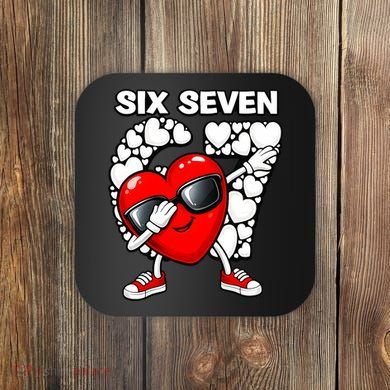 Valentines Day Hearts Dabbing Six Seven 67 Meme Coaster