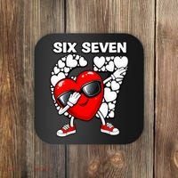 Valentines Day Hearts Dabbing Six Seven 67 Meme Coaster thumb 0