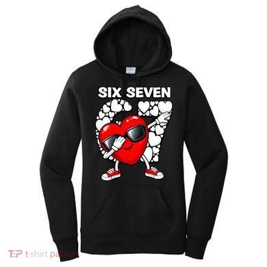 Valentines Day Hearts Dabbing Six Seven 67 Meme Women's Hoodie