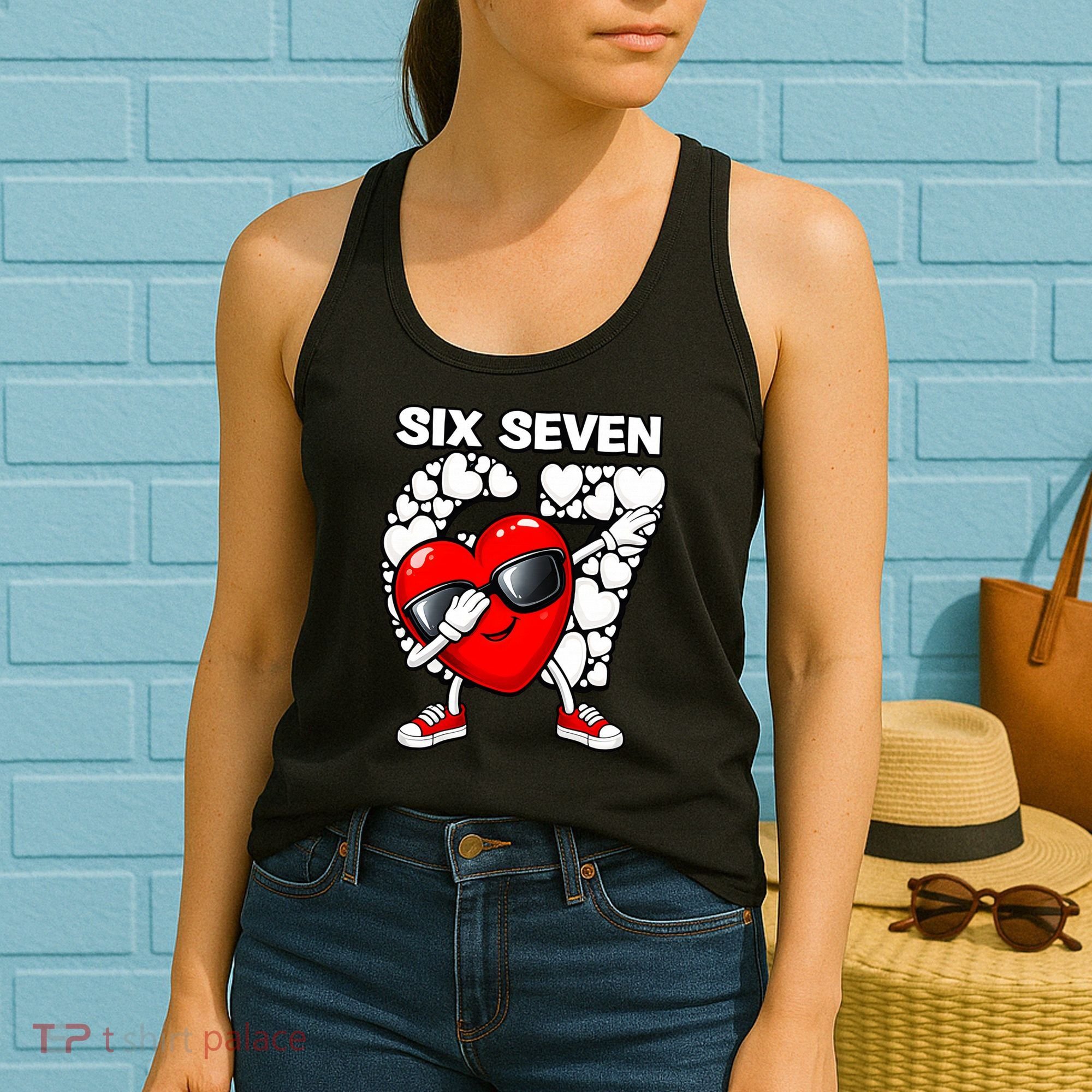 Valentines Day Hearts Dabbing Six Seven 67 Meme Women's Tank Top