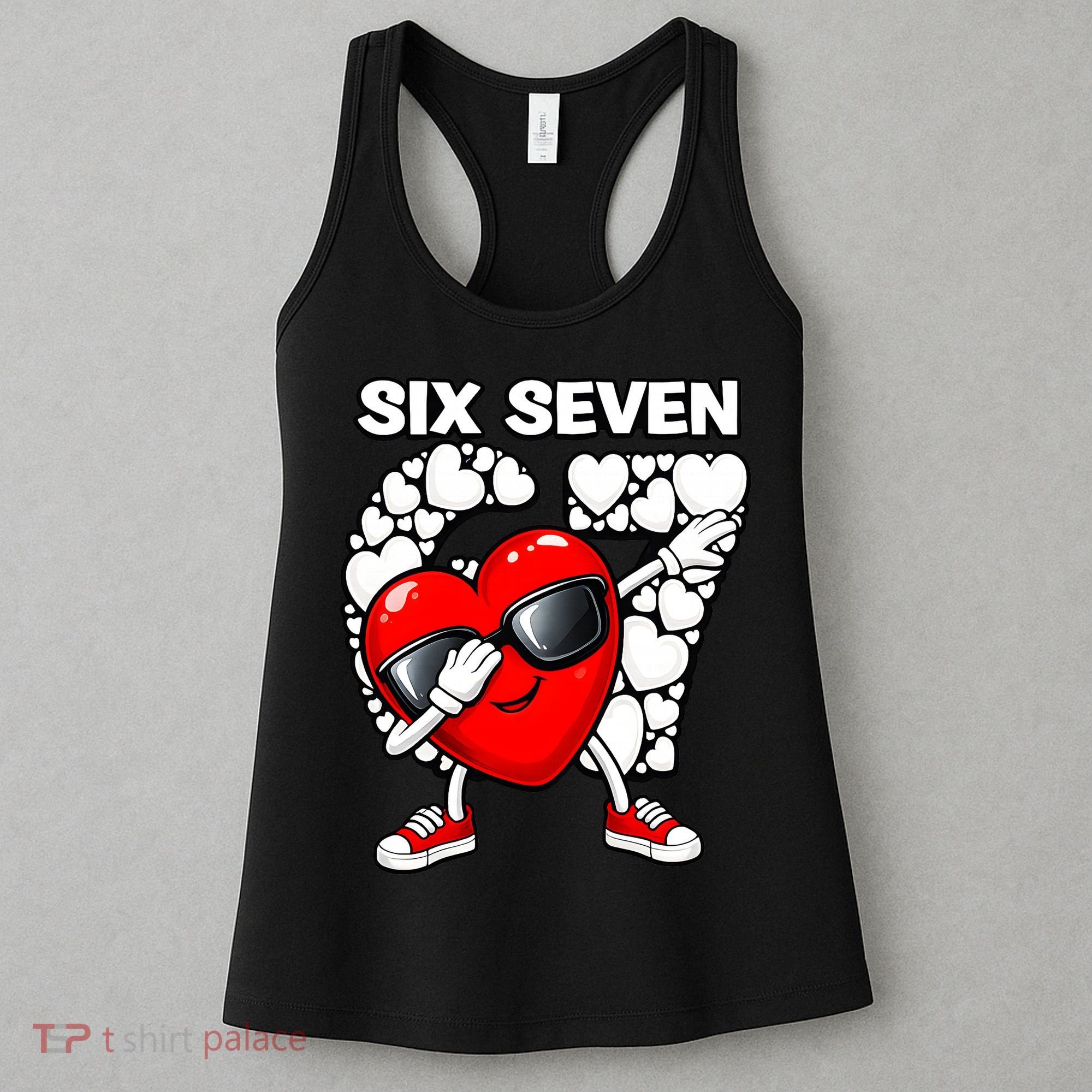 Valentines Day Hearts Dabbing Six Seven 67 Meme Women's Tank Top