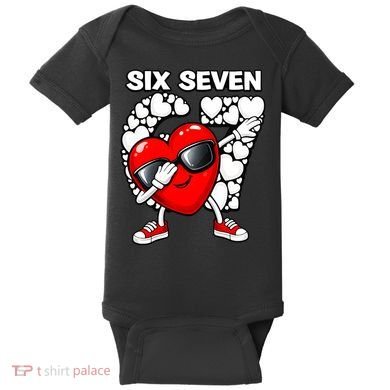 Valentines Day Hearts Dabbing Six Seven 67 Meme Baby Bodysuit