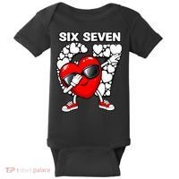 Valentines Day Hearts Dabbing Six Seven 67 Meme Baby Bodysuit thumb 0