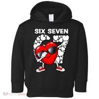 Valentines Day Hearts Dabbing Six Seven 67 Meme Toddler Hoodie thumb 0