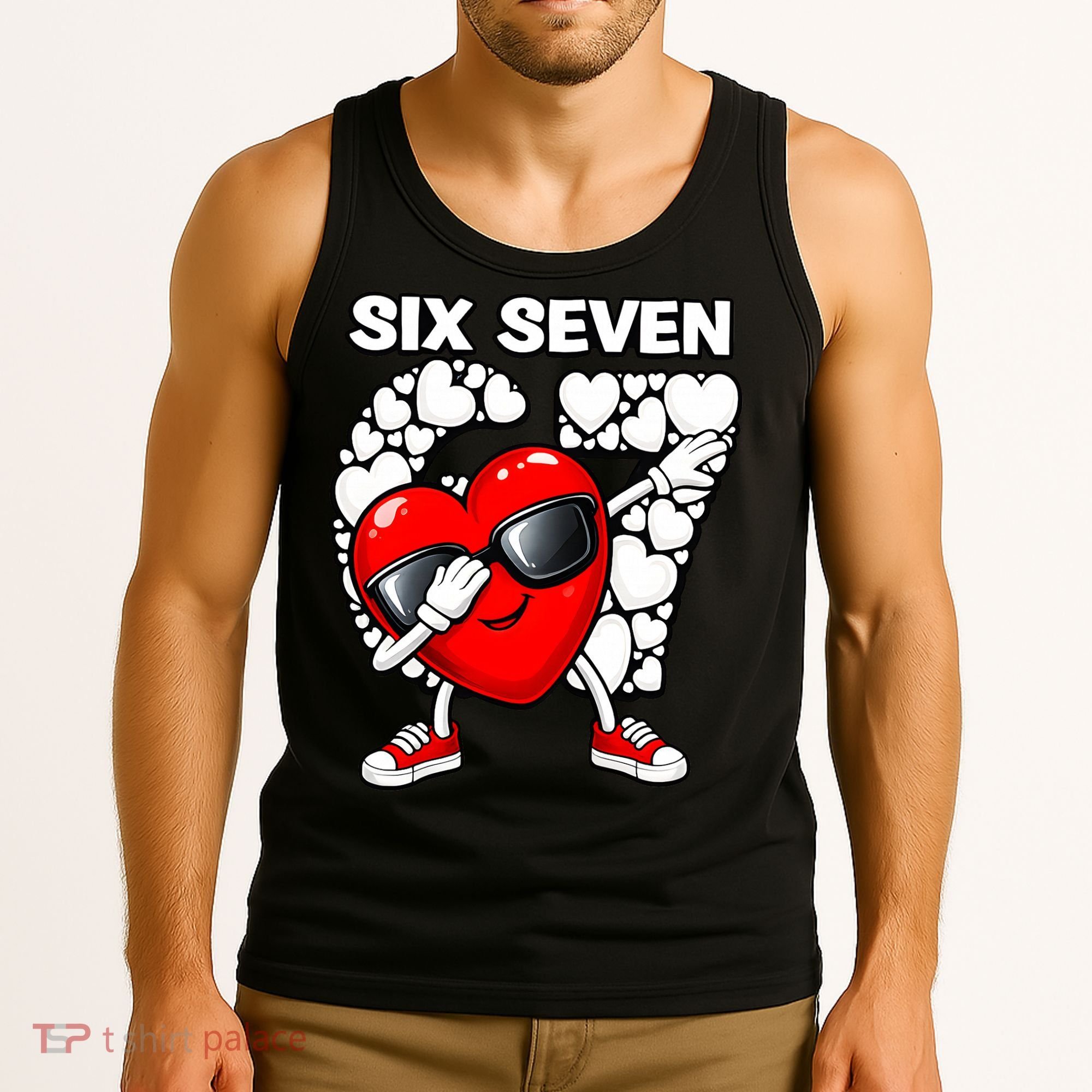 Valentines Day Hearts Dabbing Six Seven 67 Meme Tank Top
