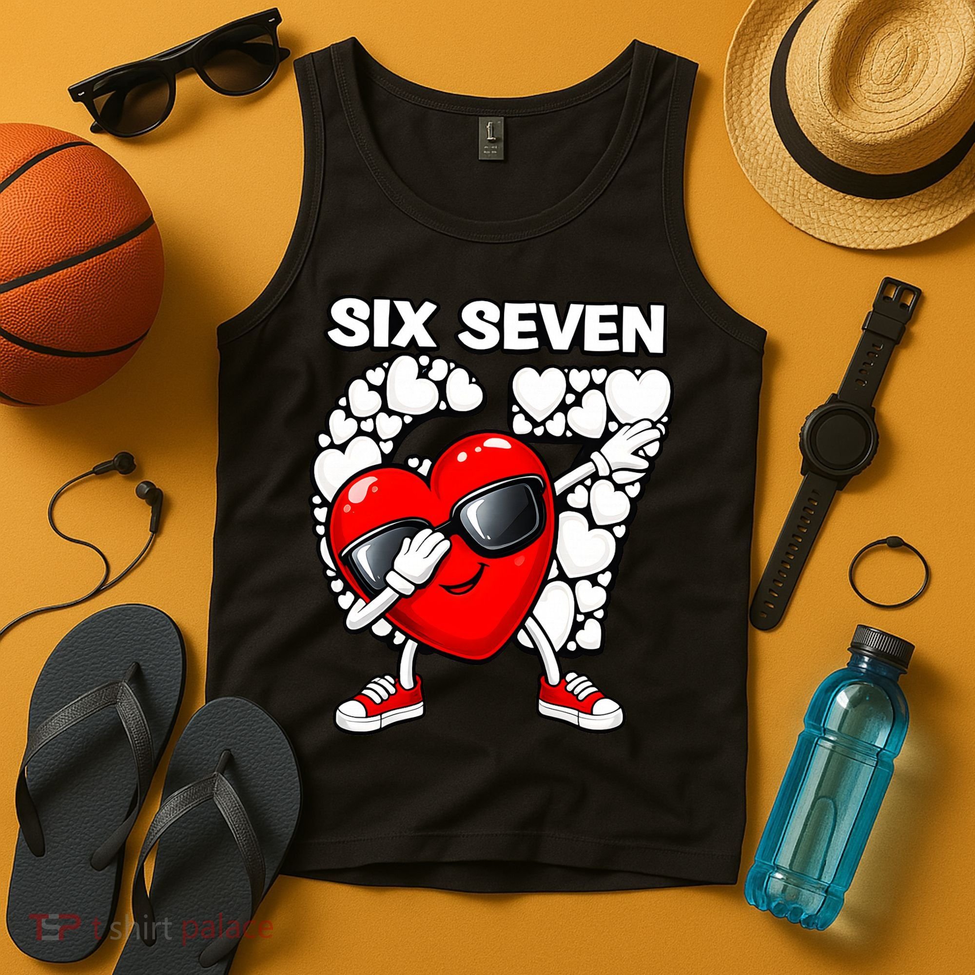 Valentines Day Hearts Dabbing Six Seven 67 Meme Tank Top