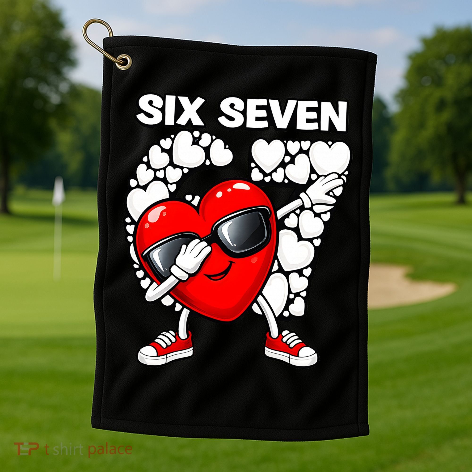 Valentines Day Hearts Dabbing Six Seven 67 Meme Golf Towel