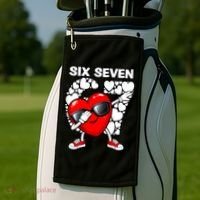 Valentines Day Hearts Dabbing Six Seven 67 Meme Golf Towel thumb 2