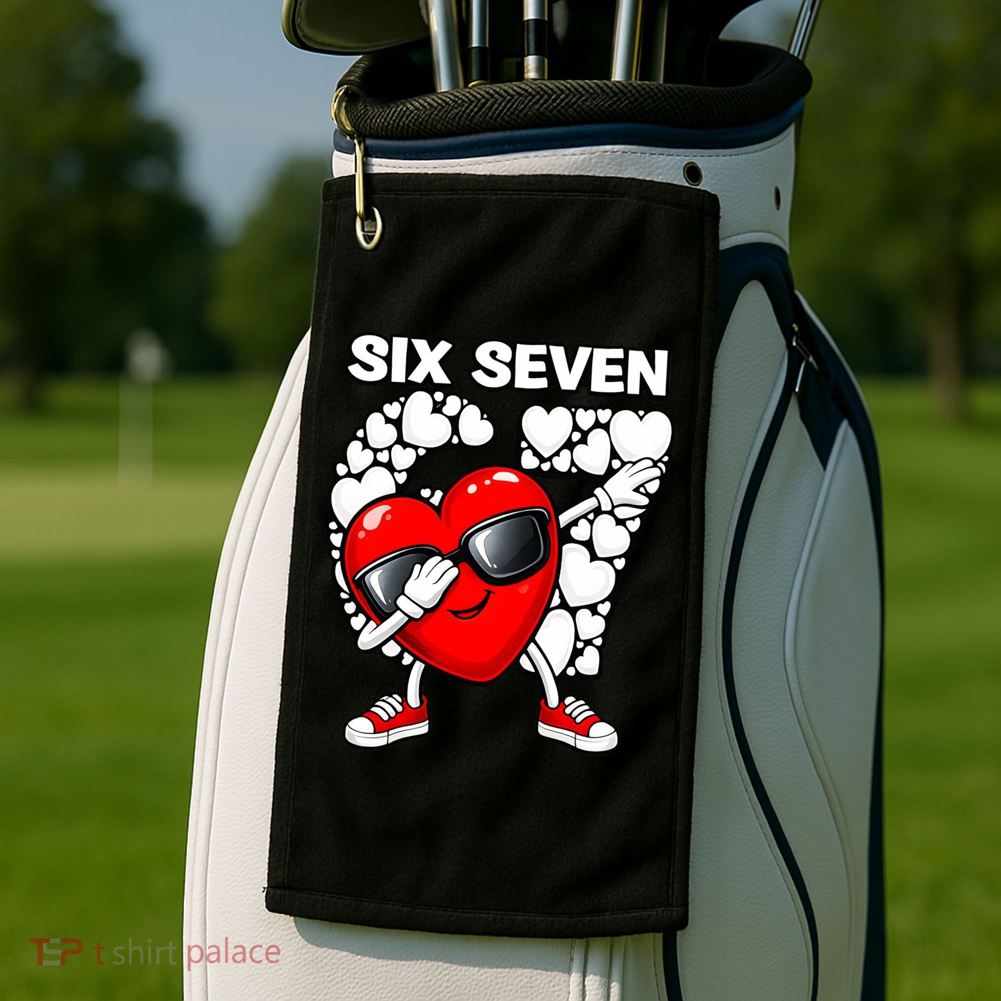 Valentines Day Hearts Dabbing Six Seven 67 Meme Golf Towel