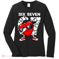Valentines Day Hearts Dabbing Six Seven 67 Meme Women's Long Sleeve Shirt thumb 0